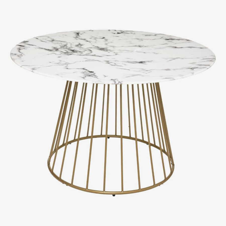 Mesa de comedor de vidrio efecto m&aacute;rmol Moren &Oslash;120cm 