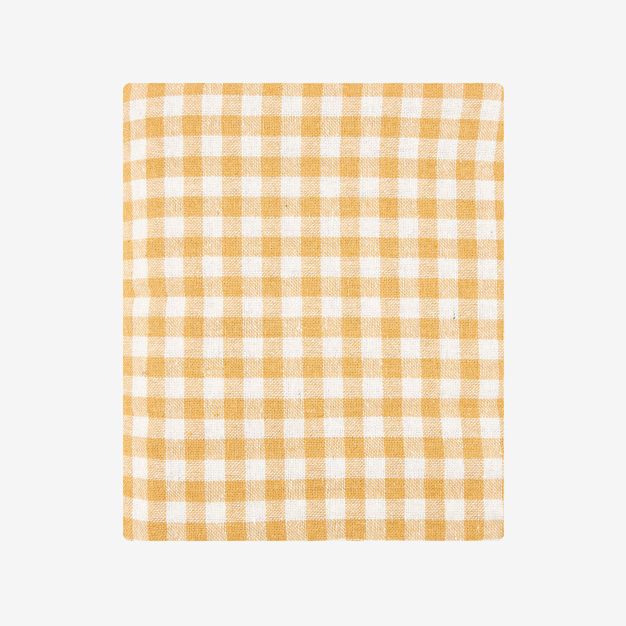 Mantel de algodón Vichy mostaza 140x140cm