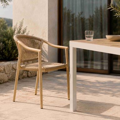 Silla de jard&iacute;n de aluminio y rat&aacute;n sint&eacute;tico Florida 56x60x78cm