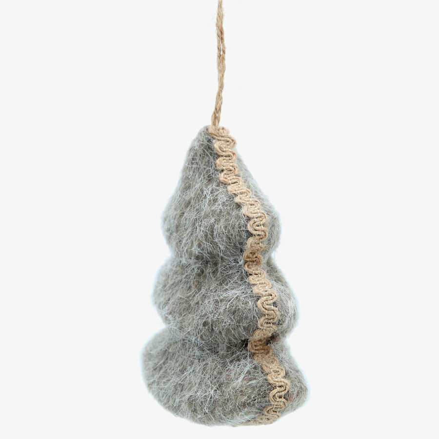 Bola de Navidad de &aacute;rbol de fieltro gris 11x5x11cm