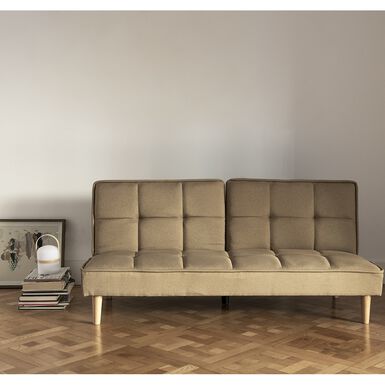 Sof&aacute; cama de lino caqui 178x81/105x80cm