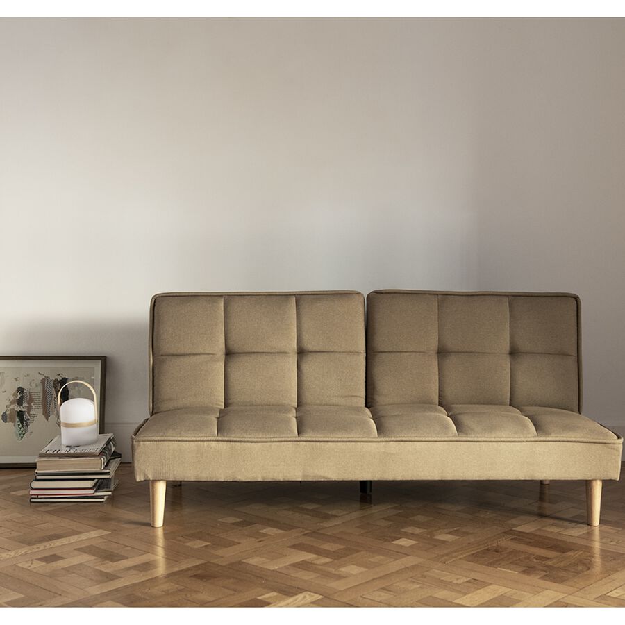 Sof&aacute; cama de lino caqui 178x81/105x80cm