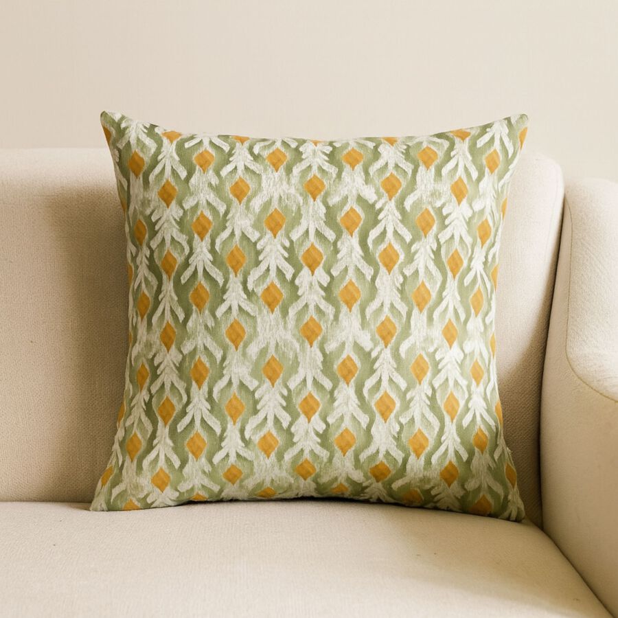 Funda de cojín de algodón verde y naranja cuadrada Tarka 45x45cm