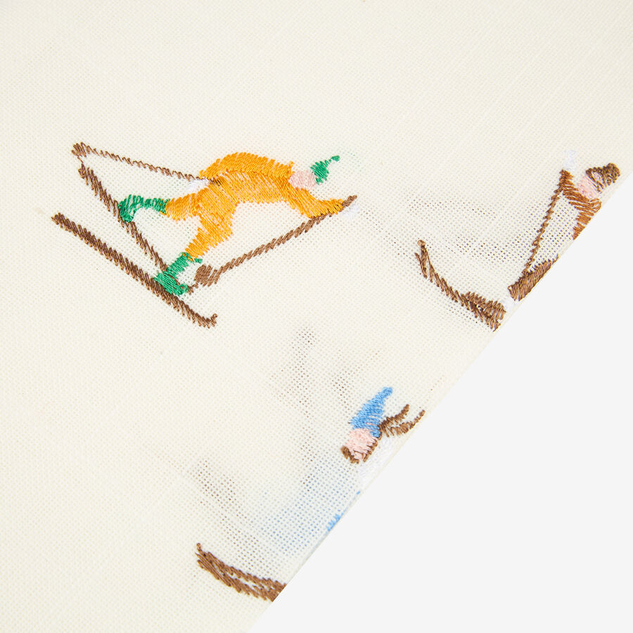 Servilleta blanca bordado Esquiadores 45x45cm