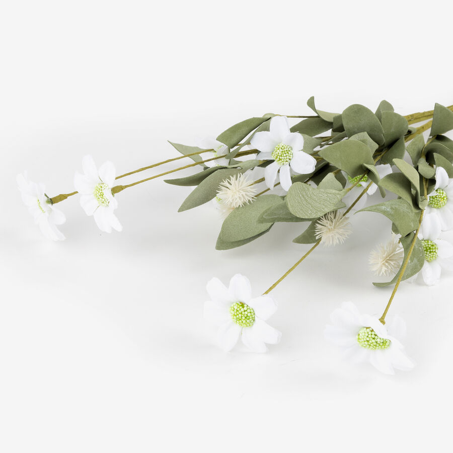 Rama artificial de flor blanca 55cm