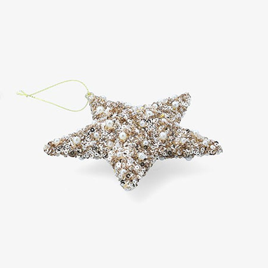 Bola de Navidad estrella de lentejuelas dorada 12cm