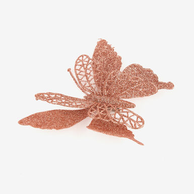 Set de 2 adornos colgantes Mariposas con clip rosas 16x11cm