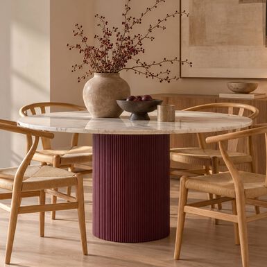 Mesa de comedor de madera de mango y m&aacute;rmol Zurich &Oslash;120x76cm Clau&Chloe