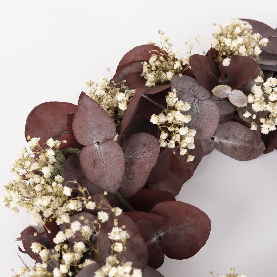 Corona de eucalipto granate