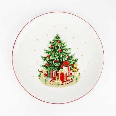 Plato de cer&aacute;mica con &aacute;rbol Navidad &Oslash;30cm