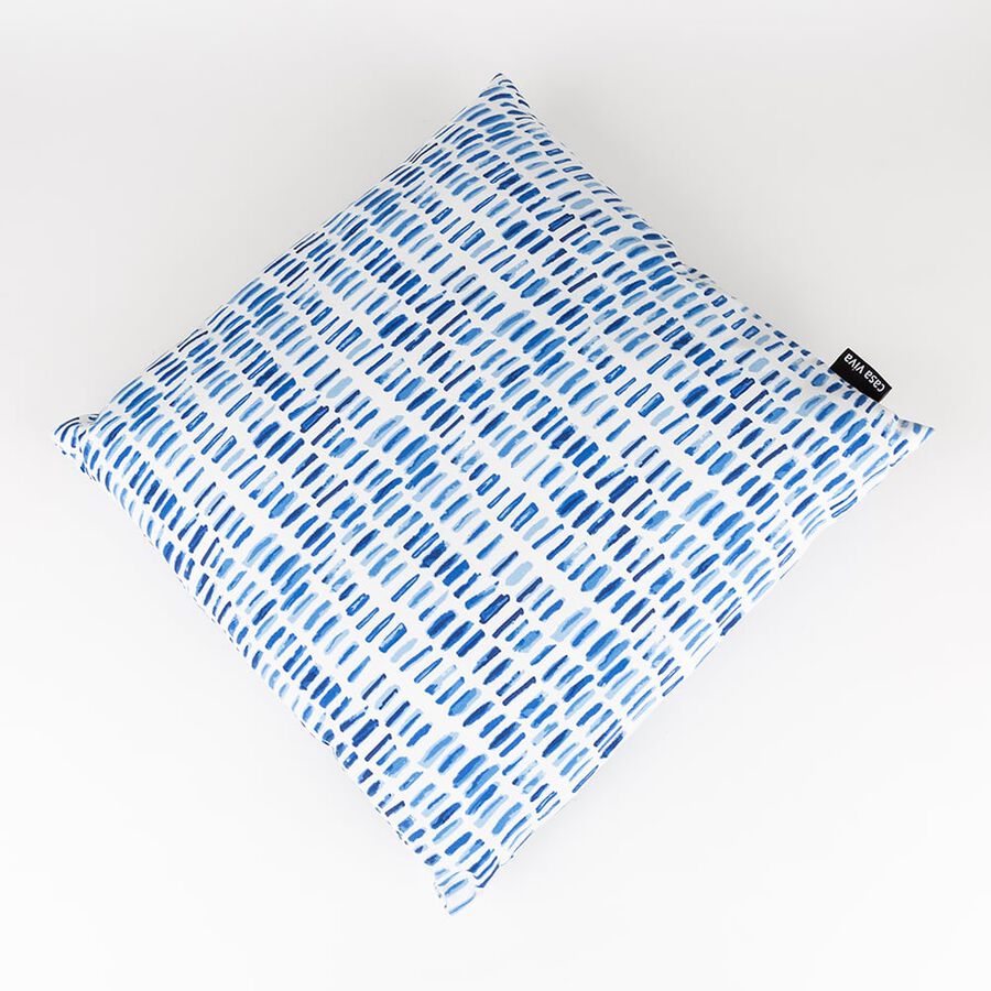 Cojín de exterior azul y blanco 43x43cm