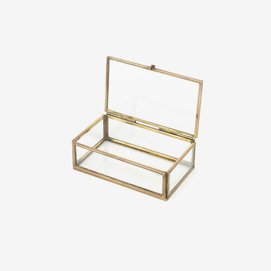 Joyero de cristal lat&oacute;n Antique 12,5x7,5x4,5cm