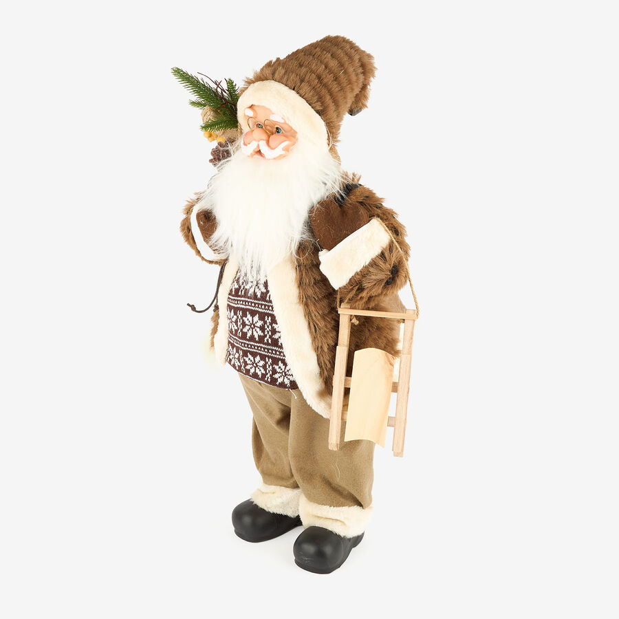 Figura decorativa Santa Claus con bolsa de regalos y trineo 60cm