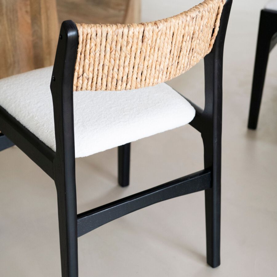 Silla de comedor de madera de olmo negra Jana 48x44x79cm Clau&Chloe