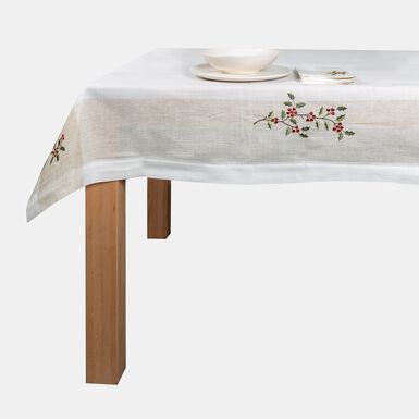 Mantel de Navidad blanco bordado Muérdago disponible en varias medidas