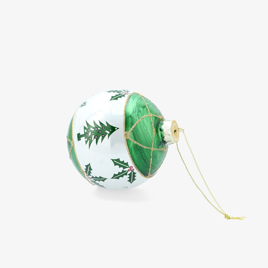 Bola de Navidad blanca y verde de cristal &Oslash;8cm