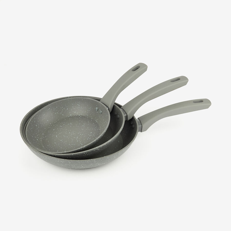 Set de 3 sartenes de aluminio y mármol antiadherente Ø20/24/28cm