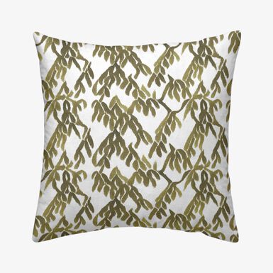 Funda de cojín de algodón verde y blanca cuadrada Nalia 45x45cm