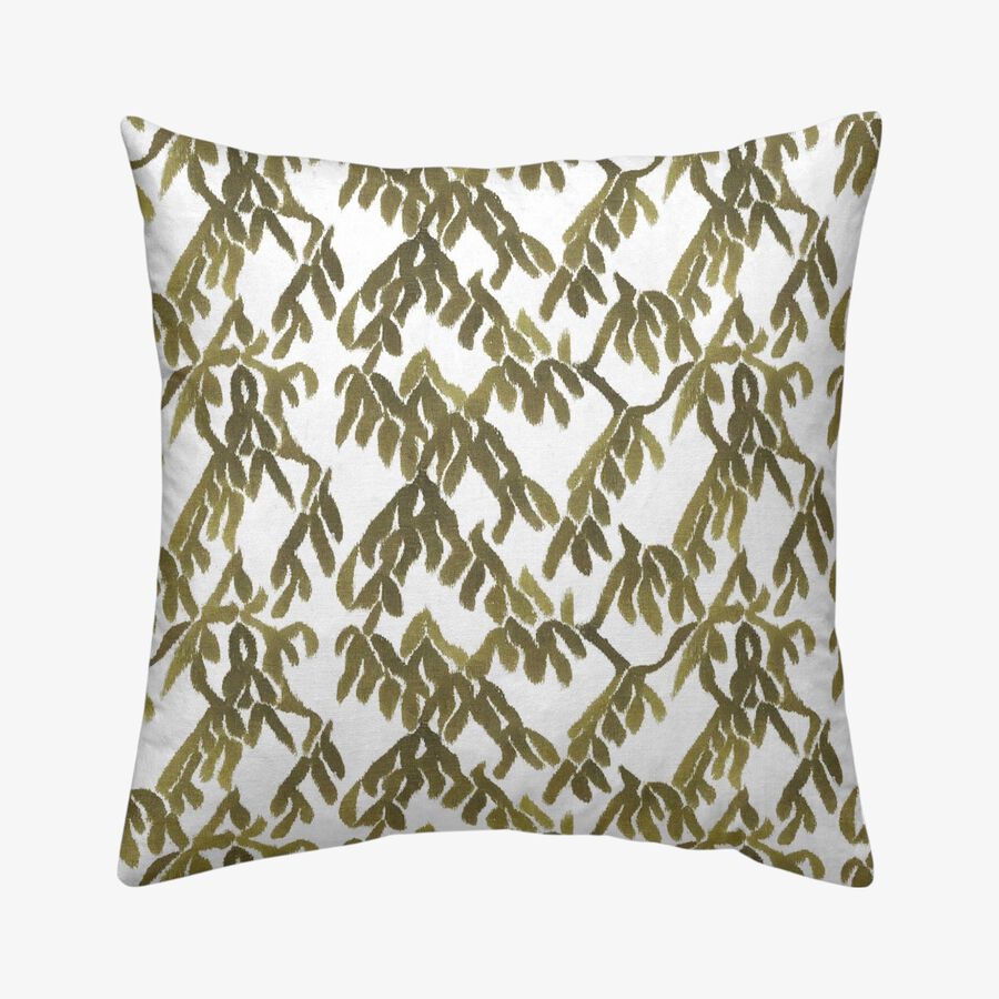 Funda de cojín de algodón verde y blanca cuadrada Nalia 45x45cm