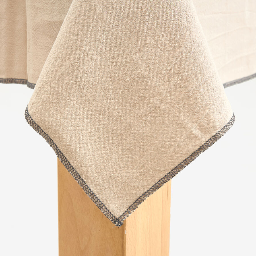 Mantel de algod&oacute;n con flecos beige 140x145cm