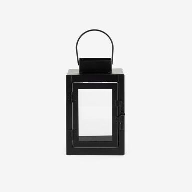 Farol negro de metal Grober 10x10x16cm