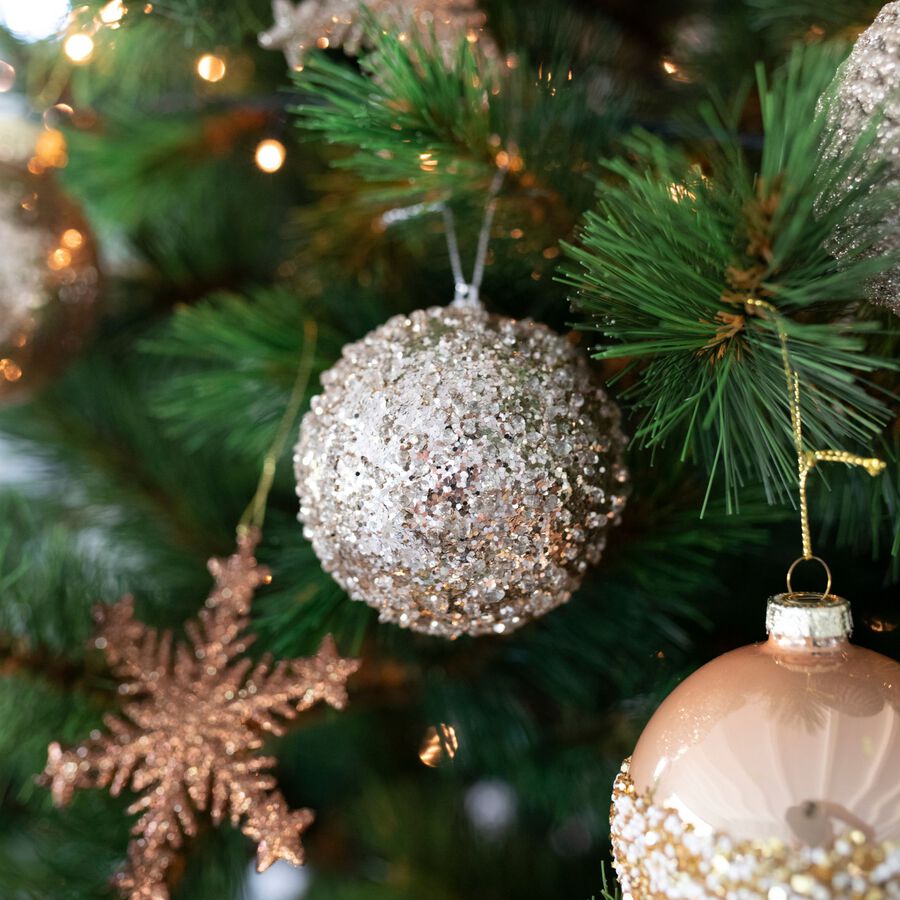 Bola decorativa purpurina plata Ø8cm en varios modelos