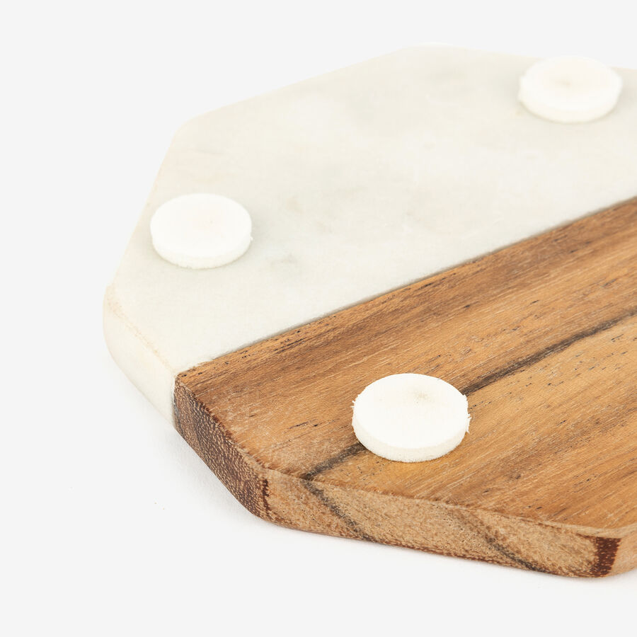 Set de 4 posavasos de m&aacute;rmol con estuche de madera &Oslash;10cm