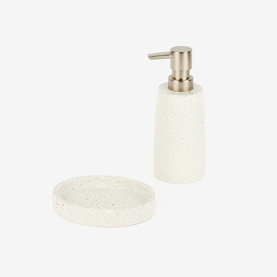 Dispensador de jabón de baño de poliresina granito Ø6x17cm