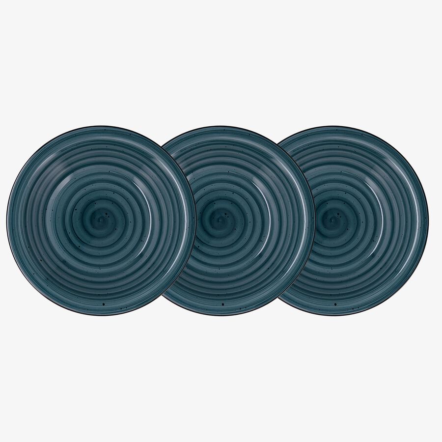 Set de 3 platos hondos azules de cer&aacute;mica Azura &Oslash;22cm