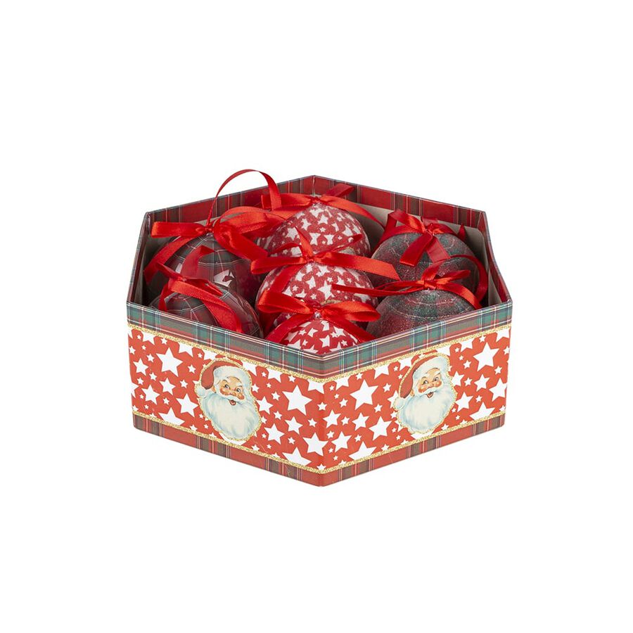 Set 7 bolas decorativas rojas Santa 7cm