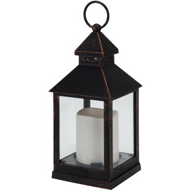 Farol negro con Vela LED Ampul 10x10x23cm