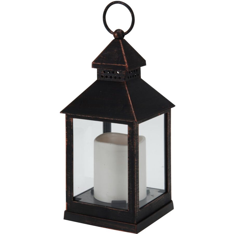 Farol negro con Vela LED Ampul 10x10x23cm