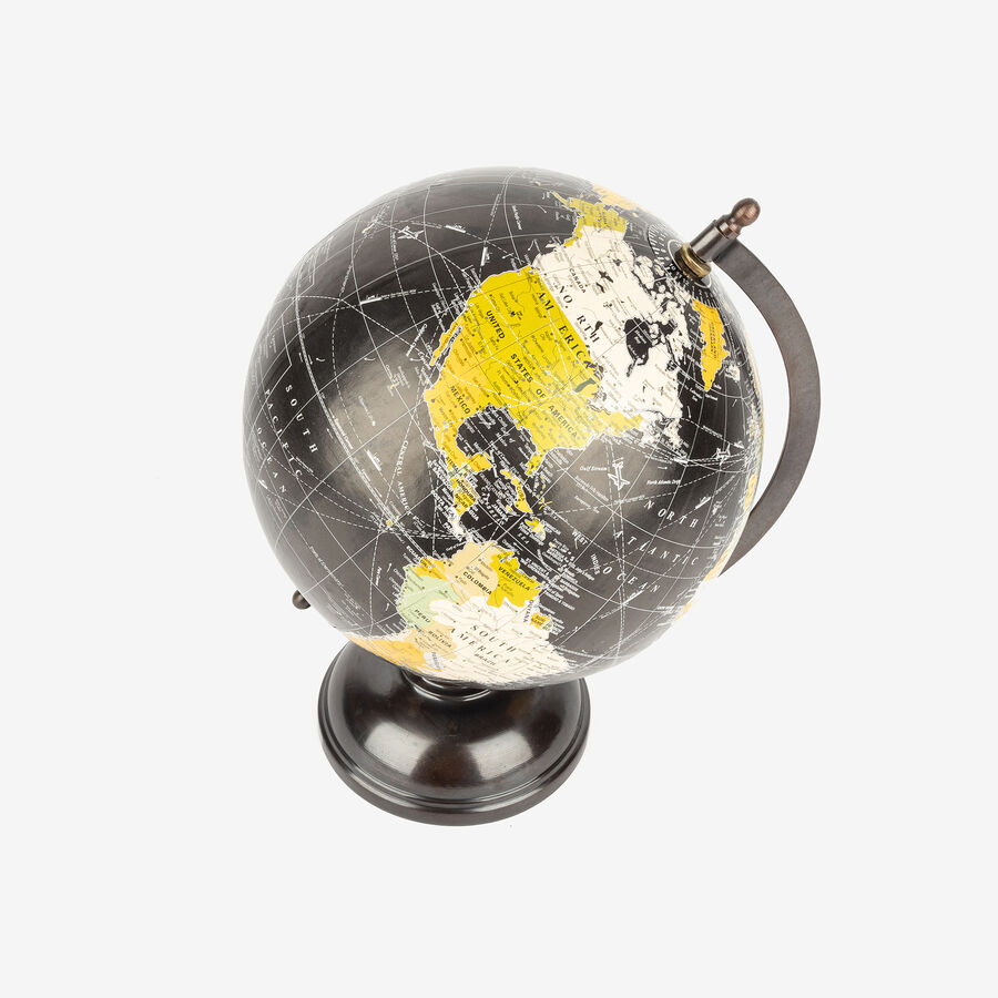 Figura decorativa globo terr&aacute;queo negro &Oslash;20x28cm