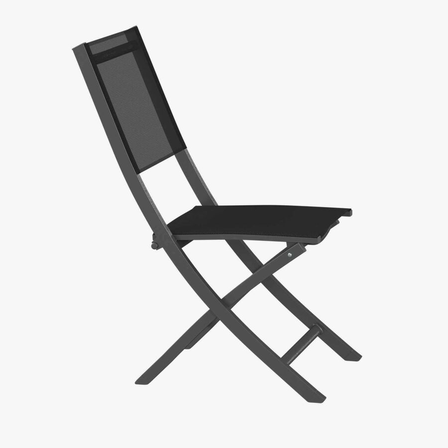 Set de 4 sillas de jard&iacute;n plegables de aluminio grafito Essor 45x57x90cm