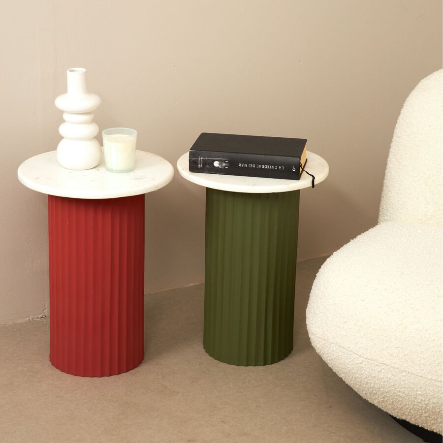 Mesa auxiliar de m&aacute;rmol teja Prazer &Oslash;36x47 Clau&Chloe