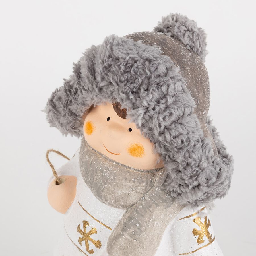 Ni&ntilde;o con gorro y esqu&iacute;s de cer&aacute;mica 26cm
