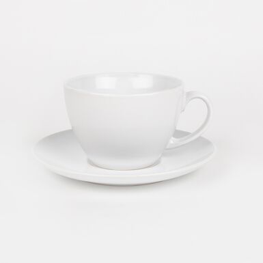 Taza con plato de cerámica blanca 45cl