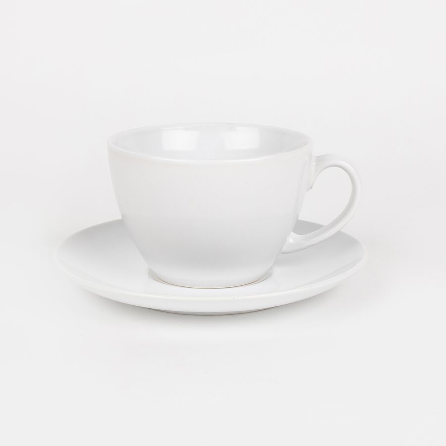 Taza con plato de cerámica blanca 45cl