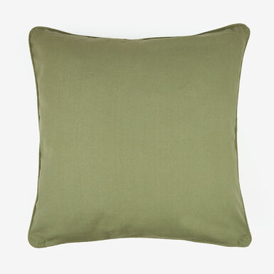 Funda de coj&iacute;n de algod&oacute;n verde ribete 45x45cm