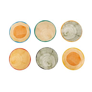 Set de 6 posavasos de cristal con dibujo tronco &Oslash;11cm