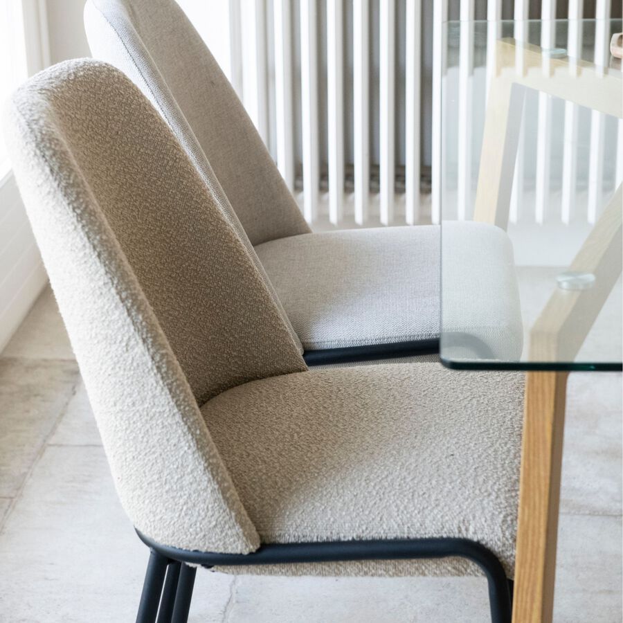 Silla de comedor borreguito beige Mina 49x60x91cm