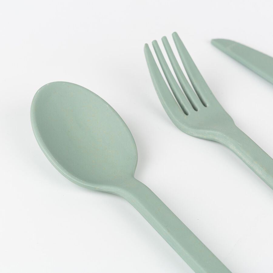 Set de 3 cubiertos de fibra de bamb&uacute; verde