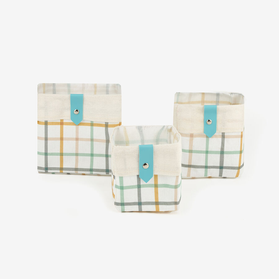 Set de 3 cestas cuadros Beida 14-12-10cm