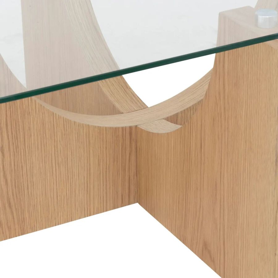 Mesa de centro de cristal y madera DM Milán 85x85x45cm