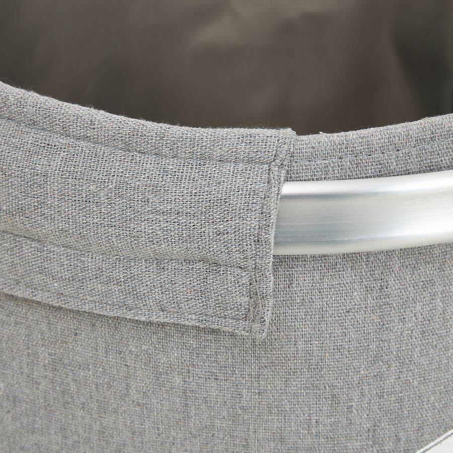 Cesta para ropa doble de aluminio y tela gris Deluxe &Oslash;37x50cm