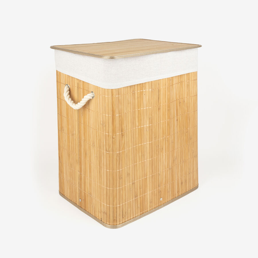 Cesta para ropa con tapa de bambú 42x30x50cm