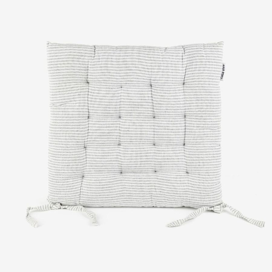 Cojín de silla de algodón con rayas grises Stripes 40x40cm