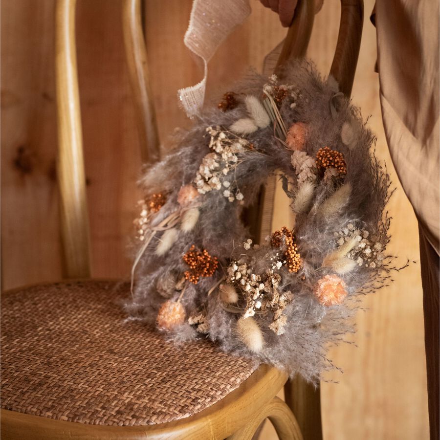 Corona decorativa flores secas Ø38cm