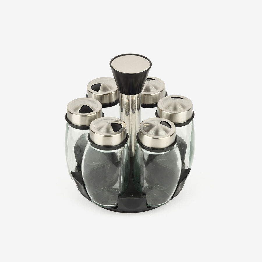 Set de 6 especieros de cristal con soporte giratorio