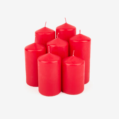 Set de 7 velas decorativas pilar rojas